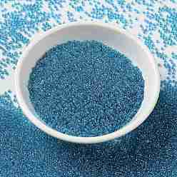(RR1823) Sparkling Blue Lined Aqua AB MIYUKI Round Rocailles Beads, Japanese Seed Beads, 15/0, (RR1823) Sparkling Blue Lined Aqua AB, 15/0, 1.5mm, Hole: 0.7mm, about 250000pcs/pound