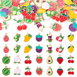 Mixed Shapes 56шт. 14 стили фруктовых сплавов эмалированных подвесок, золотой свет, разнообразные, 17~20x12.5~15x1~2 мм, отверстие : 1.5~2 мм, 4 шт / стиль