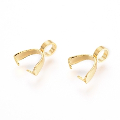 Golden 201 Stainless Steel Pendant Pinch Bails, Golden, 9x2.5mm, Hole: 2.5mm, Pin: 0.3x0.6mm