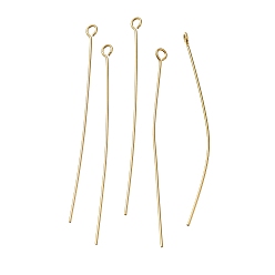 Настоящее золото 24K Латунные булавки, без свинца и без кадмия, реальный 24 k позолоченный, 50x3x0.7 мм, отверстие : 1.8 мм