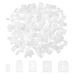 Blanco 250 piezas 5 estilos de tapas de extremo de varillas de silicona, Rectángulo, blanco, 10~14x5~12x2.5 mm, agujero: 1.5~3 mm, 50 piezas / estilo