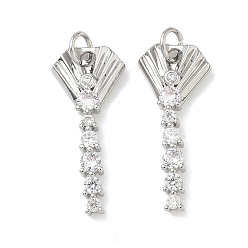 Платина Латунные микропаве прозрачные подвески с фианитом, с целью перехода в кольце, долговечный, без кадмия и без свинца, фанатское очарование, платина, 25x11x3 мм, отверстие : 3.5 мм