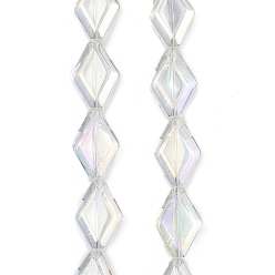 Прозрачный АВ Стеклянные бусины с гальваническим покрытием , ромб, AB цвет, ясно AB, 15x10x5 мм, отверстие : 1 мм, около 43 шт / нитка, 25.39'' (64.5 см)