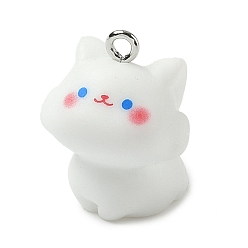 Cat Shape Подвески из смолы серии животных, с платиновыми железными петлями, форма кошки, 22x18x17 мм, отверстие : 2 мм