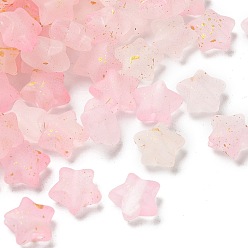 Pink Матовые акриловые подвески, золотой фольгой, звезда, градиент цвета, розовые, 9x10x5 мм, отверстие : 1.6 мм, о: 2381 шт / 500 г