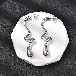 Нержавеющая Сталь Цвет 304 серьги-гвоздики из нержавеющей стали в форме капли неправильной формы, цвет нержавеющей стали, 50x6.5 мм