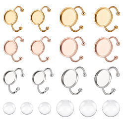 (52) Непрозрачная лаванда 18 шт. 6 стиль 304 нержавеющая сталь открытая манжета кольцо фурнитура, настройка кольца колодки, плоские чашки безеля с круглыми краями, разноцветные, внутренний диаметр: 17.1~18.2 мм, лоток : 10~12 мм, 3 шт / стиль