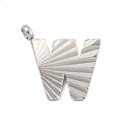 Letter W 304 прелести нержавеющей стали, гравированная фигурка ручной работы, полностью отполированный, цвет нержавеющей стали, Буква W, 13.5x13.5x2 мм, отверстие : 1.8 мм