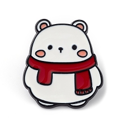 Медведь Эманальная булавка на рождественскую тему, брошь из черного сплава для электрофореза для рюкзака, одежды, Медведь Pattern, 28x25x1.5 мм