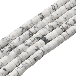 Говлит 2 нити натуральные бусины говлита нити, матовые, Плоский круглый / диск, Heishi бусы, 4~4.5x2~2.5 мм, отверстие : 0.9 мм, около 150~182 шт / нитка, 14.61''~14.76'' (37.1~37.5 см)