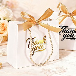 Белый 80 шт. подарочные упаковочные пакеты с золотым тиснением и благодарностью, подарочные упаковочные пакеты с полиэстеровой лентой, прямоугольные, белые, 14x6x12 см