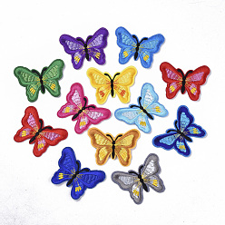 Mixed Color Computerized Embroidery Cloth Iron On/Sew On Patches, Costume Accessories, Appliques, Butterfly, Mixed Color, 50.5x66x1.5mm, about 12colors, 1color/10pcs, 120pcs/bag