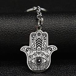 Hamsa Hand 201 брелки из нержавеющей стали, Подвески с эмалью, хамса рука, 9 см