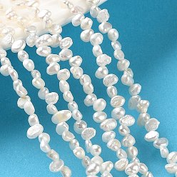 Dentelle Vieille Brins de perles de culture d'eau douce naturelles, top foré, deux faces polies, Note 3 un, vieille dentelle, 3~4mm, Trou: 0.5mm, Environ 100~121 pcs/chapelet, 14.57'' (37 cm)