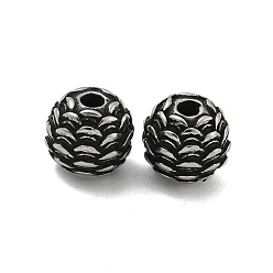 Античное Серебро Круглые 304 из нержавеющей стали бусины, античное серебро, 7.5x7 мм, отверстие : 1.8 мм