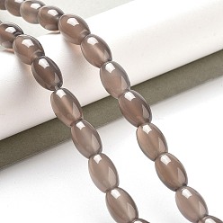 Серый агат Серые натуральные бусины из агата , рис, 12x8 мм, отверстие : 1.2 мм, около 33 шт / нитка, 15.94'' (40.5 см)