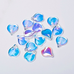 Озёрно--синий Стеклянные прелести, лепестковая форма, AB цвет, Плут синий, 15x12x4.5 мм, отверстие : 1 мм