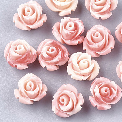 Светло-Коралловый Синтетических коралловых бусин, окрашенные, цветок, свет коралловый, 10x10.5x8 мм, отверстие : 1 мм