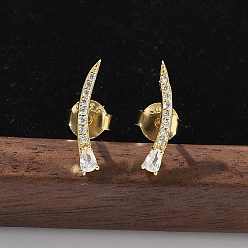 Золотой 925 серьги-гвоздики из стерлингового серебра с прозрачным кубическим цирконием, слеза, слева и справа, золотые, 13x3 мм