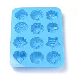 Random Single Color or Random Mixed Color Food Grade Silicone Molds, Fondant Molds, For DIY Cake Decoration, Chocolate, Candy, UV Resin & Epoxy Resin Jewelry Making, Flower & Heart & Star, Random Single Color or Random Mixed Color, 210x160x24mm