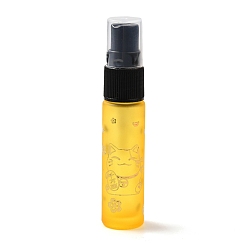 Gold Glass Spray Bottles, Fine Mist Atomizer, with Plastic Dust Cap & Refillable Bottle, with Fortune Cat Pattern & Chinese Character, Gold, 2x9.6cm, Hole: 9.5mm, Capacity: 10ml(0.34fl. oz)