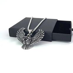 Нержавеющая Сталь Цвет Винтажный панк-кулон в виде орла, колье для мужчин, модный аксессуар, ювелирное украшение.