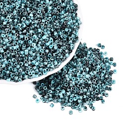 Bleu Ciel Perles de verre cylindriques opaques de Picasso, trou rond, bleu ciel, 2.5x1.5mm, Trou: 1.2~1.4mm, environ 30000 pcs / livre