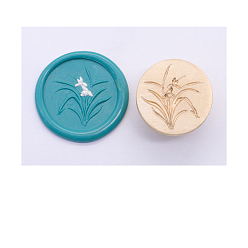 Flower Golden Tone Wax Seal Brass Stamp Head, for Invitations, Envelopes, Gift Packing, Flower, 25x25mm