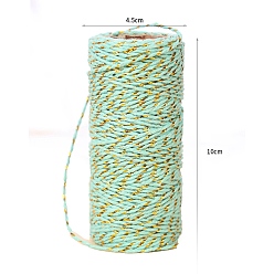 Аквамарин Хлопковые нити с эффектом металлик, макраме шнур, декоративные нитки, для поделок ремесел, упаковка подарков и изготовление ювелирных изделий, золотые, аквамарин, 1.5 мм, около 54.68 ярдов (50 м) / рулон