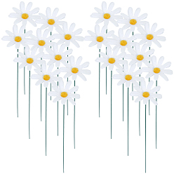 White 2Pcs Cloth Artificial Sunflower Decorative Garden Stakes, White, 335~340x31~35mm