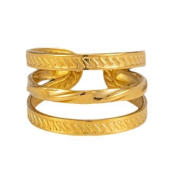 Золотой 304 открытые кольца-манжеты из нержавеющей стали для женщин, золотые, 14 мм, размер США 8 3/4 (18.7 мм)