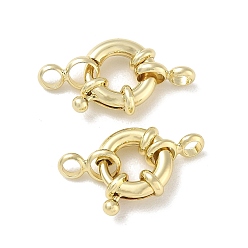 Real 18K Gold Plated Brass Spring Ring Clasps, Real 18K Gold Plated, 11.5x4.5mm, Hole: 3mm