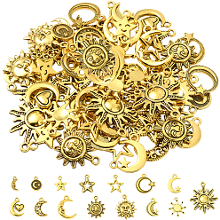 Mixed Shapes 64 шт 16 стили подвески из цинкового сплава в тибетском стиле, античное золото , разнообразные, 13~28x6.5~24.5x1.5~4 мм, отверстие : 1.6~2 мм, 4 шт / стиль