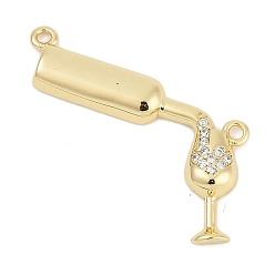 Настоящее золото 18K Латунные микро проложить кубического циркония подвески, бокал прелести, долговечный, стойки покрытие, без свинца и без кадмия, реальный 18 k позолоченный, 24.5x23.5x2.5 мм, отверстие : 1.4 мм
