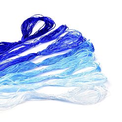 Blue Real Silk Embroidery Threads, Friendship Bracelets String, 8 Colors, Gradient color, Blue, 1mm, 20m/bundle, 8 bundles/set