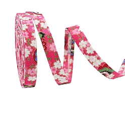 Rose Nacré Rubans imprimés en polyester de fleurs de marquage à chaud, pour la fabrication de décorations en tissu bricolage, perle rose, 5/8 pouces (16 mm)