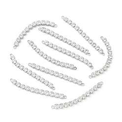 Real Platinum Plated SHEGRACE Brass Pave Clear Cubic Zirconia Connector Charms, Flat Round Links, Cadmium Free & Lead Free & Nickel Free, Real Platinum Plated, 34x3x2.5mm, Hole: 1.2mm