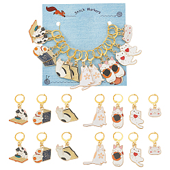 (52) Непрозрачная лаванда Маркеры петель подвеска кошка, подвески из эмали из сплава крючком, маркер с замком и кольцом с подвеской в виде винного бокала, разноцветные, 2.8~4.3 см, 7 стиль, 2 шт / стиль, 14 шт / комплект