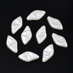 Creamy White ABS Plastic Imitation Pearl Beads, Rhombus, Creamy White, 17.5x9.5x4mm, Hole: 1mm, about 1500pcs/500g