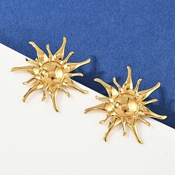 Золотой 304 из нержавеющей стали серьги, солнце, золотые, 31.5x32 мм