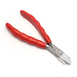 Red Steel Jewelry Pliers, Nylon Jaw Pliers, Flat Nose Pliers, Red, 160x60x17mm
