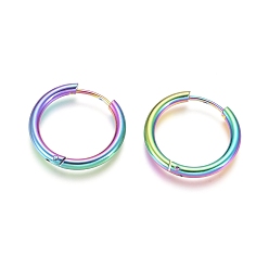 Rainbow Color Ионное покрытие (ip) 304 серьги-кольца из нержавеющей стали, гипоаллергенные серьги, с 316 хирургическим стержнем из нержавеющей стали, Радуга цветов, 10 датчик, 21x2.5 мм, штифты : 1 мм, внутренний диаметр: 16 мм