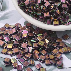 (TL1893) Plum Gold Luster MIYUKI TILA Beads, Japanese Seed Beads, 2-Hole, (TL1893) Plum Gold Luster, 5x5x1.9mm, Hole: 0.8mm, about 5900pcs/500g
