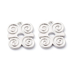 Platinum Brass Pendants, Long-Lasting Plated, Adinkra Symbols DWENNIMMEN, Platinum, 16x13x1.2mm, Hole: 1.6mm