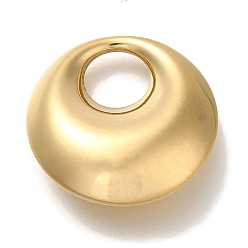 Настоящее золото 18K Вакуумное покрытие pvd 304 подвески из нержавеющей стали, плоский круглый шарм, реальный 18 k позолоченный, 20x20x7 мм, отверстие : 7 мм