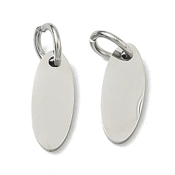 Нержавеющая Сталь Цвет 304 прелести нержавеющей стали, штамповка пустой метки, овальные, цвет нержавеющей стали, 11x4.5x1 мм, Перейти кольцо: 5x1 мм, 3 мм внутренним диаметром