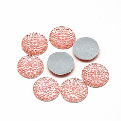 Pink Resin Cabochons, Bottom Silver Plated, Half Round/Dome, Pink, 12x3mm