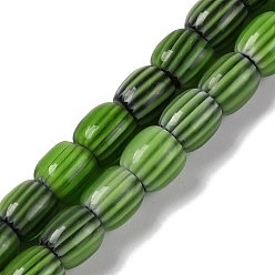 Зеленый Бусы лэмпворк ручной работы, раррель, зелёные, 6x6 мм, отверстие : 1 мм, около 63 шт / нитка, 15.16'' (38.5 см)