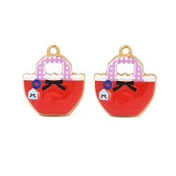 Roja Colgantes de acero inoxidable esmaltados impresos 304, encantos del bolso, revestimiento de iones (ip), real 18 k chapado en oro, rojo, 16.5x14.5x5 mm, agujero: 1.3 mm