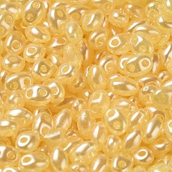 Gold Opaque ABS Beads, Double Hole, Oval, Gold, 6x4.5x3.3mm, Hole: 1.2mm, about 14516pcs/500g